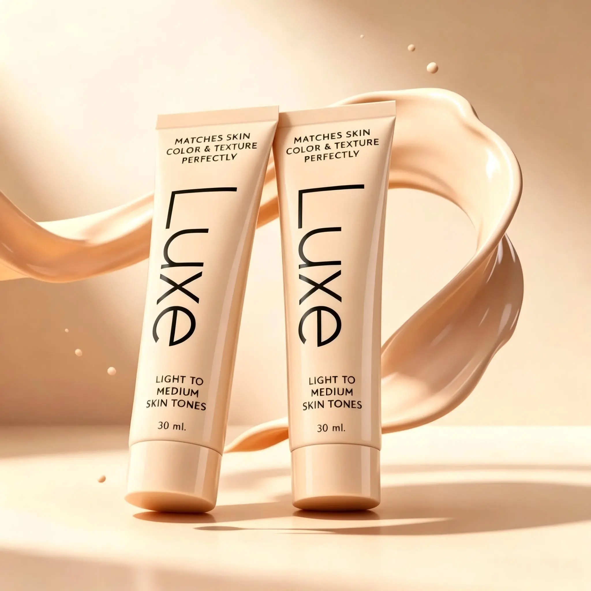 NEW Luxe Color Changing Foundation – Light & Medium – Skin Tone Matching Formula, Buildable Light-to-Medium & Dark-to-Dark Coverage, 12 Hour Long Wear, Natural Dewy Radiant Finish, Flawless Makeup Concealer