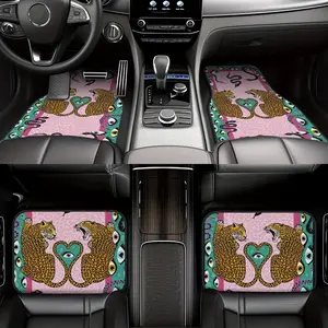 4-piece set of artistic leopard print car floor mats - universal, non-slip, suitable for all seasons, suitable for sedans and SUVs, an excellent Christmas gift for both men and women