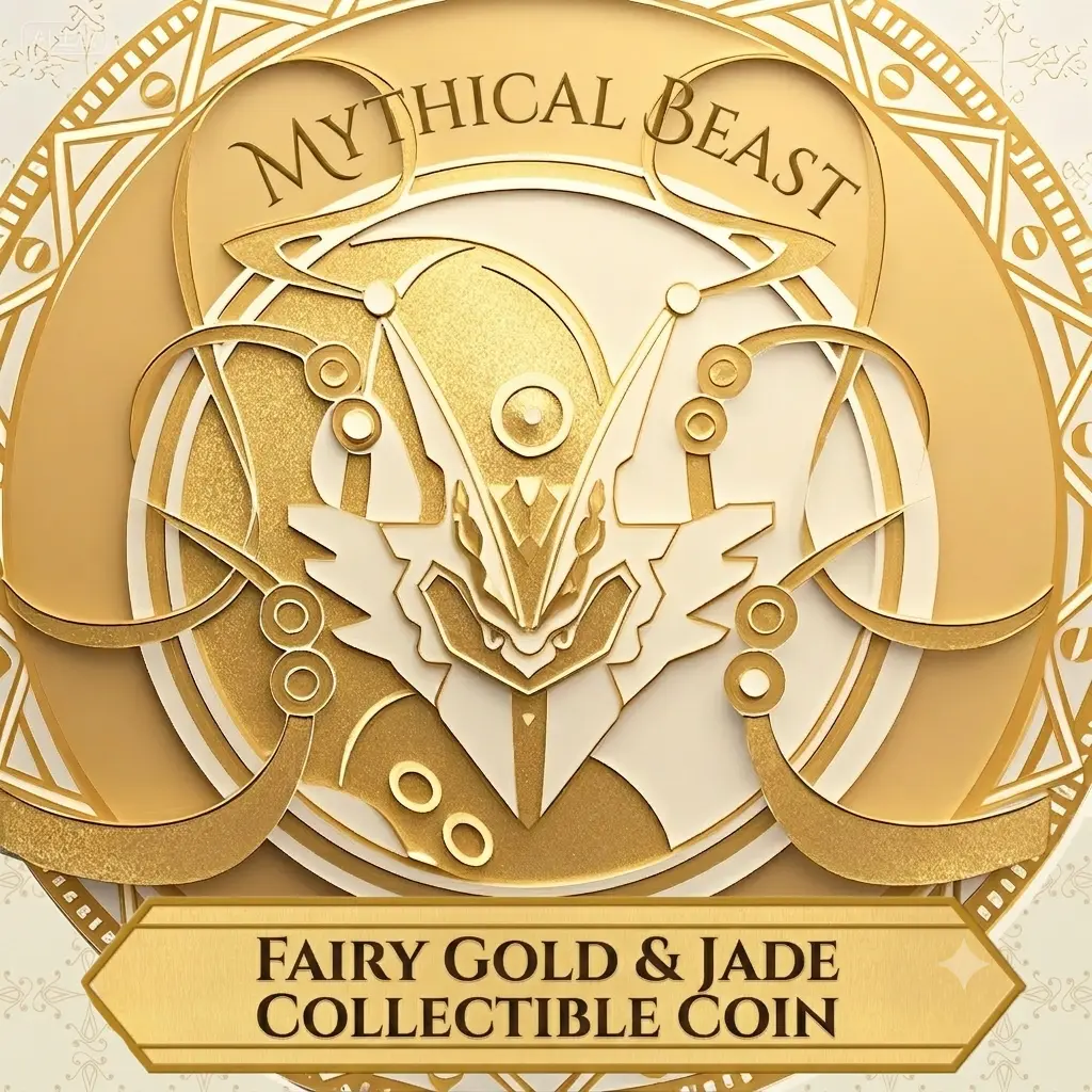 Sprite Gold-Inlaid Jade Commemorative Coin - Mythical Beast Fantasy Creature Collectible