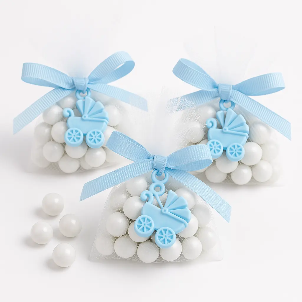 Blue Baby Stroller Favor Charms - 12 Pack