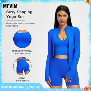MFVIM Women’s 2 Piece Seamless Bodycon Yoga Set, High-Stretch Stretchable Activewear, Sportswear Running Fitness Seamless Sport Clothing for Yoga, Running