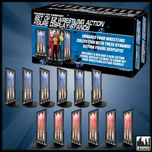 Set of 12 Display Stands for WWE & AEW Wrestling Action Figures