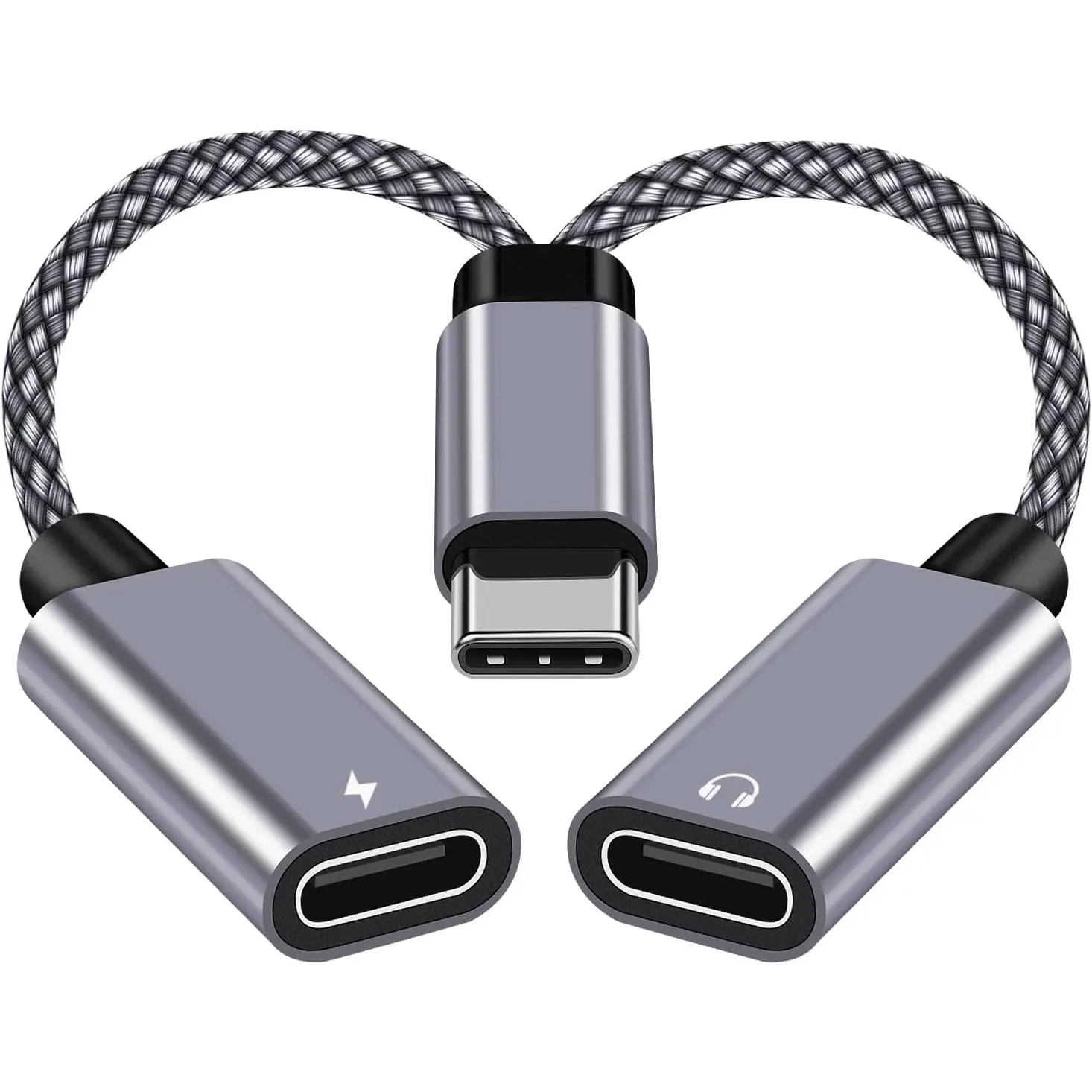 USB C Splitter 1 in 2 Out,Hi-Fi Audio Adapter,Dual USB C Headphone and Charger Adapter Support Call PD 60W Charge, Compatible with i-phone15 Series/Pixel 2XL/3XL/Galaxy S22 S21Note 20