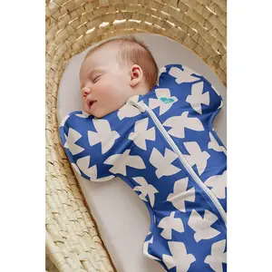 Swaddle Up™ 1.0 TOG Cotton Cobalt Paperbirds