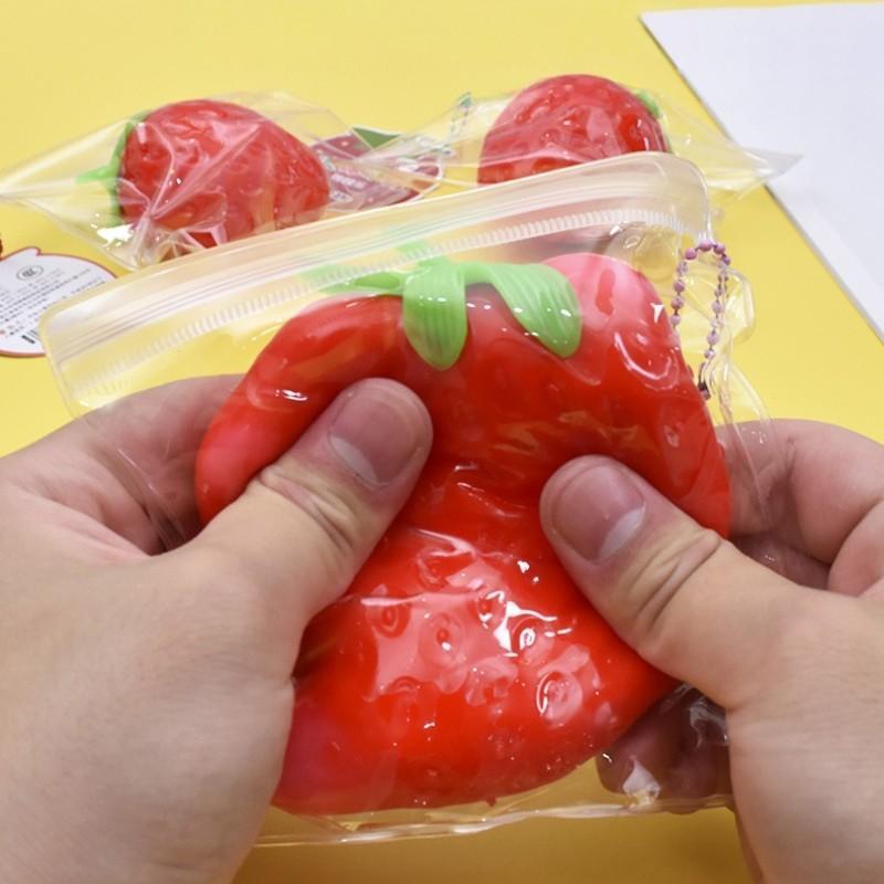 Large Strawberry Soft Plush Toy, Slow Bounce Fruit Ventilation Toy, Fun Sensory Comfort Toy, Home Decor Interactive Prize, Christmas Gift, Squishies