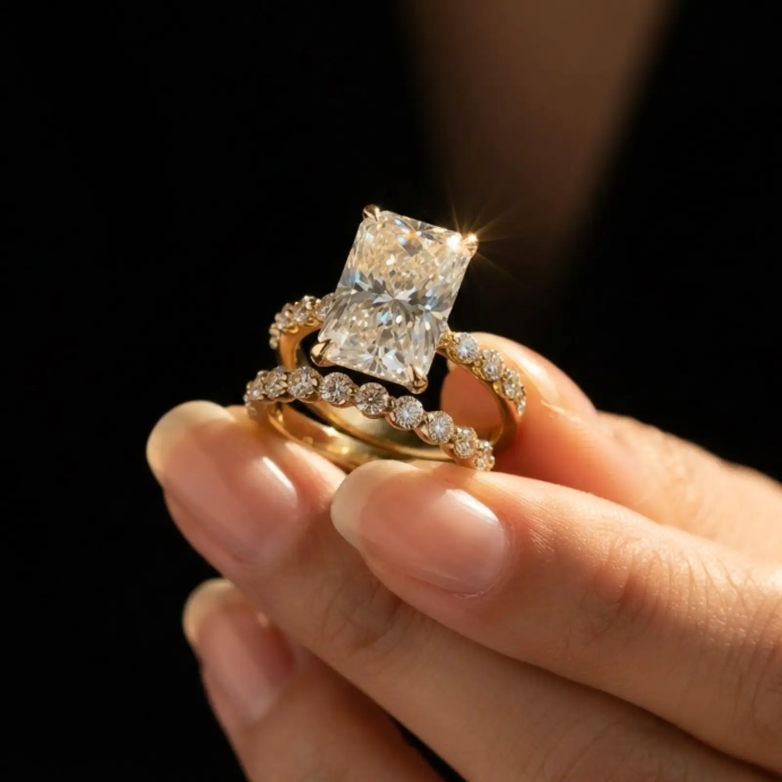 A set of two elegant Cubic Zirconia rings, suitable for women, ideal for weddings, engagements, and anniversaries.