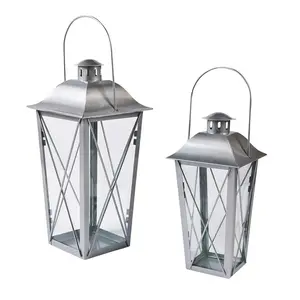 Silver Metal Lanterns - 2 Pc.