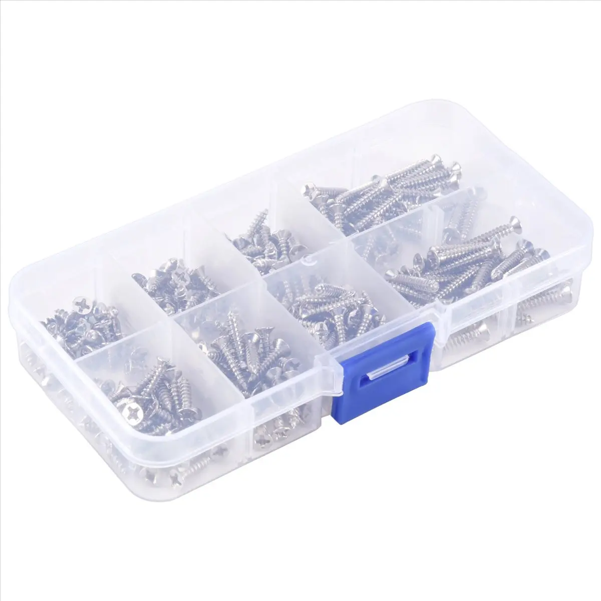 200Pcs M3 Stainless Steel Flat Head Self-Tapping Metal Screws Kit, High-Strength Corrosion-Resistant Durable DIY Assortment for Heavy Duty Fastening, Home Wood Furniture & Household Appliance Parts, Metal Screws Self Tapping