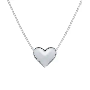 Trendy (Solid)♥ 925 Sterling Silver Heart Necklace
