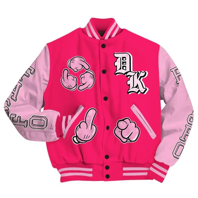 Dunkare Air VaporMax Plus Triple Pink Varsity Jacket - F Around Find Out Graphic All Over Print Letterman Jackets, Gift for men, Gift for him, Gift your boyfriend