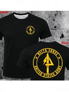 Summer New Army Special Forces Operations Detachment Delta Force First SFOD-D Short Sleeve T-Shirt Round Neck Men's Slim Fitness Casual Top Menswear