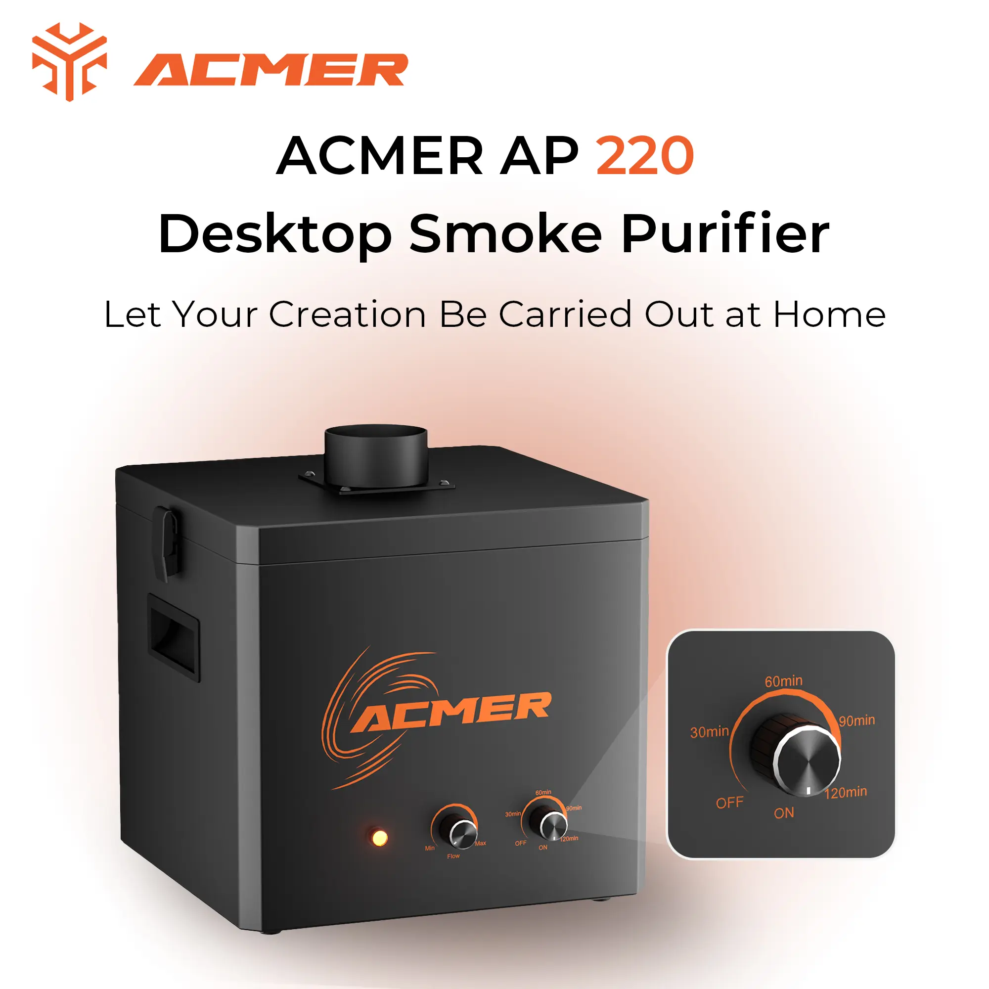 ACMER AP220 Smoke Purifier for Laser Engraving | 3-Stage HEPA Filtration | Removes 99.97% Smoke & Odor | Timer Control 0–120min | Low Noise Desktop Air Filter