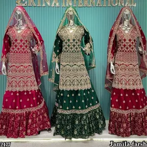 Kameez Lehenga For Bridal, size 40 in red Designer heavy georgette partywear set,3 Piece dress Heavy Bridal Wear Lehenga Choli with Mirror Work for Women - Elegance and with Can-Can