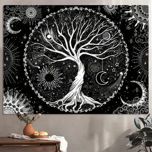 1pc Tree Of Life Tapestry Black Tapestry For Bedroom Spiritual Tapestry Aesthetic Galaxy Space Tapestry Wall Hanging For Bedroom Living Room Office Home Decor