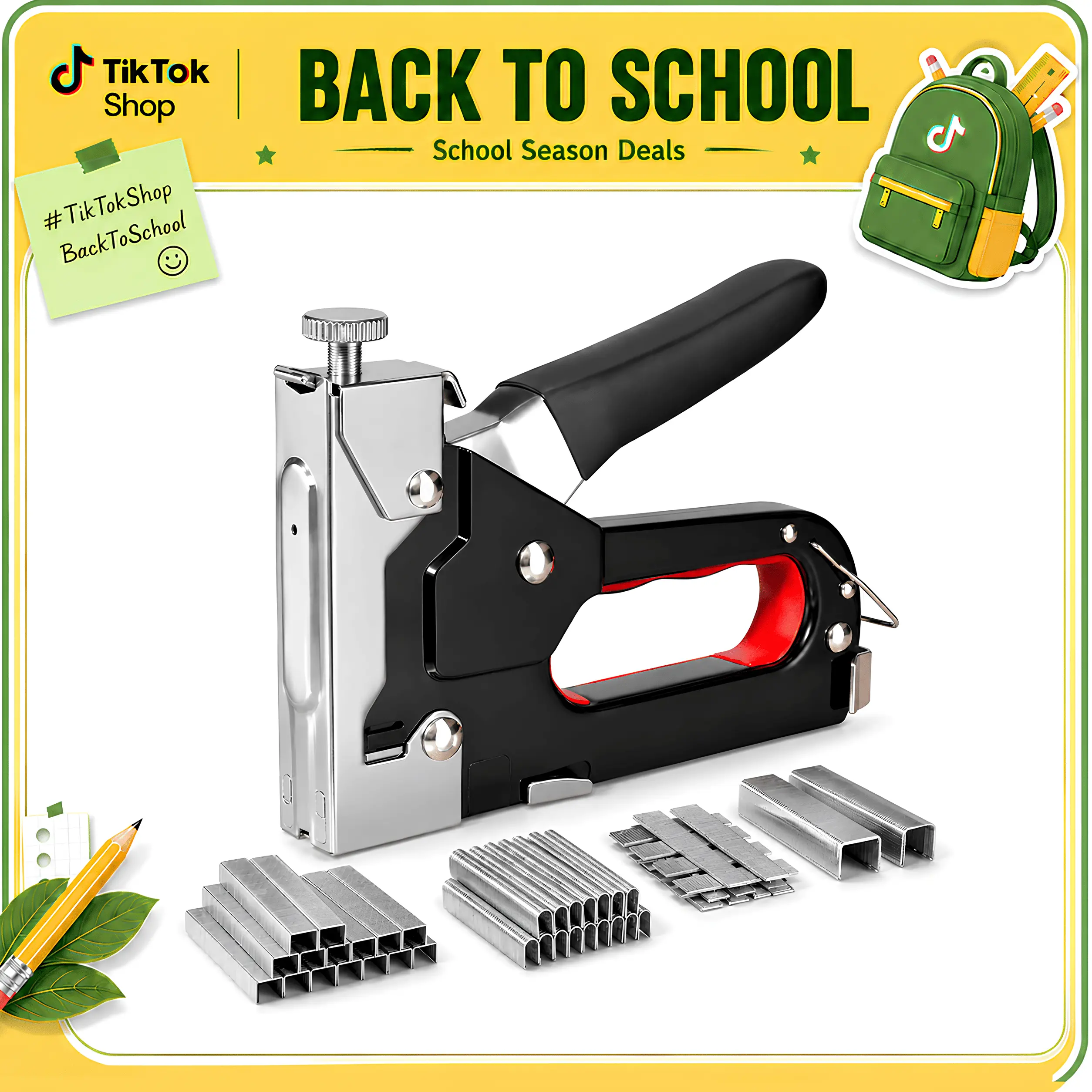 Staple Gun 4 in 1 Heavy Duty Stapler Manual Nail Gun Kit with Brad Nailer for Wood Upholstery Fabric Cable Wall Furniture Repair DIY Home Projects