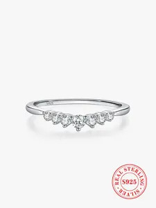 S925 Sterling Silver Fashion Simple Zircon Ring, Stackable Band Rings for Women, Classic Jewelry for Daily Wear