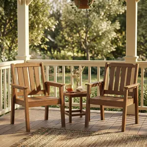 Outdoor Dining Chairs Set of 2, Patio HDPE Garden Dining Chairs with Ergonomic Wide Seat, Waterproof, Easy Maintain, All-Weather Durable Chairs for Backyard, Deck, and Poolside, Brown