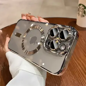 Desert Gold Clear Magsafe Magnetic Phone Case, Lens Protection Soft Cover Compatible with Wireless Charging for iPhone 17Air 17 16 15 14 13 12 11 Pro Max Plus