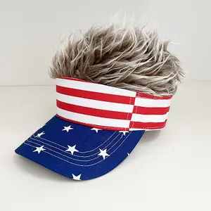 American Flag Wig Hat USA Patriotic Costume Wig Adjustable One Size Fits Most Independence Day 4th of July Hat Red White Blue Party Wig for Parades Memorial Day Patriotic Celebrations Festivals Costume Accessories