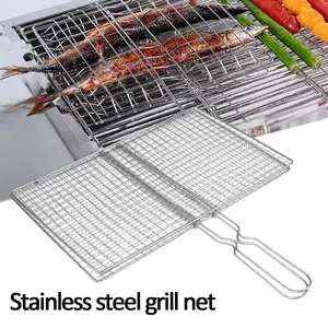Heavy Duty Barbecue Grilling Basket – Folding Iron Mesh Grill Net