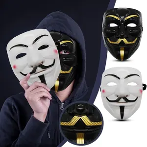 V for Vendetta Anonymous Mask, Halloween Cosplay Costume Mask with Adjustable Strap, Lightweight Breathable Face Mask for Party, Protest & Themed Events