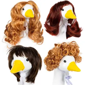 4 Pcs Porch Goose Wigs - Cute Lawn Porch Goose Statue Braid Wig & Garden Goose Outfits Wigs Accessories for Outdoor Garden Patio Yard Goosey Decoration Funny Porch Goose Costume Wig Set