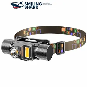 【K510】Smiling Shark Super Bright  Head Lamp Led XPG COB Headlight Multi-function USB Rechargeable Headlamp Outdoor Fishing Camping Climbing Hiking Running Adventure Work Head Light Waterproof