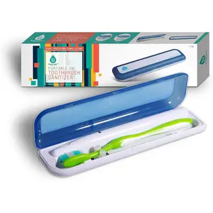 Portable UV Toothbrush Sanitizer Case - Travel Toothbrush Sanitizer and Holder - For Electric and Manual Brush Heads with UV Light & Auto Shut Off Timer