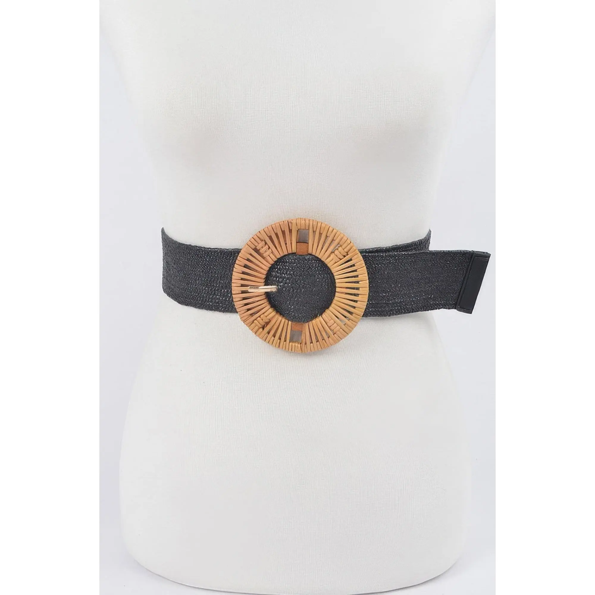 Handmade Bamboo Buckle Plus Size Stretch Belt
