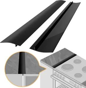 Silicone Stove Gap Covers 2 Pack, Heat Resistant Flexible Kitchen Silicone Gap Cover Filler Between Stovetop and Counter, 21 Inches Black