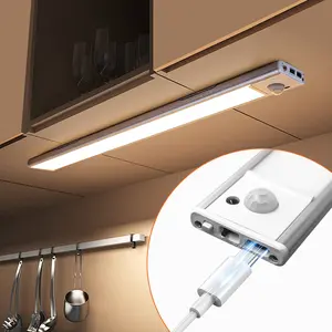 2-Pack Under Cabinet Lighting,Rechargeable Battery Operated Motion Sensor Light Indoor, 3 Color Dimmable Closet Lights, Magnetic Under-Counter Light Fixtures for Kitchen, Home