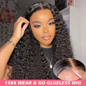Keiyet Glueless 13x6 HD Lace Frontal Wig Human Hair Deep Wave Brazilian Curly Lace Front Human Hair Wigs For Black Women Pre Plucked 180%