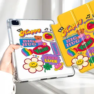 Y2K Retro Collage iPad Case, Tablet Accessories, Adjustable Tablet Stand, Transparent Acrylic Hard Back, Colorful Design, Pencil and Charger Slots, Ultra-Thin Scratch-Resistant Design for iPad 10.2inch, Ideal for Work and School