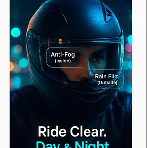 Motorcycle Helmet Waterproof Lens Film, Universal Rain & Fog Protection Film Transparent Lens Sticker Helmet Anti Fog Film Visor Shield Rainproof Len