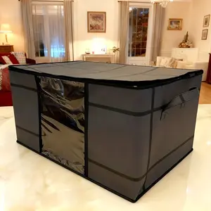 3-Pack Large Clear Window Visible Storage Moving Bags, Thickened and Durable Organizers with Zipper Lids and Portable Handles, for Storing Quilts, Blankets and Clothes, Ideal Storage Solution for Small Spaces Under Beds, in Closets and Dormitories