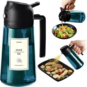Blue Glass Olive Oil Sprayer for Cooking - 2 in 1 Olive Oil Dispenser for Kitchen Gadgets