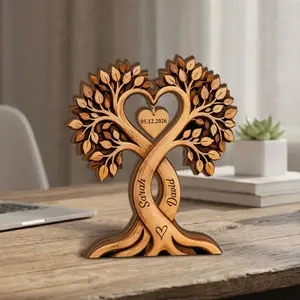 Personalized Couple Acrylic Heart Tree Sign, Custom Names Acrylic Keepsake, Wedding Anniversary Gift, Romantic Couple Gift, Engagement Gift, Home Decor