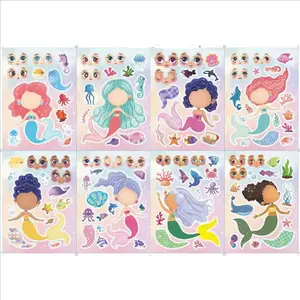 8pcs Make Your Own Mermaid Stickers Kit for Kids, Sticker Packs, 8 Pieces DIY Craft Set, Perfect for Toddlers, Girls, Birthday Parties, Valentine's Day Gifts