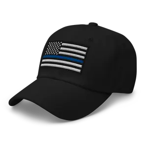RIVEMUG NX Thin Blue Line American Flag Embroidered Curved Bill Cap Relaxed Fit Low Crown Adjustable USA Hat