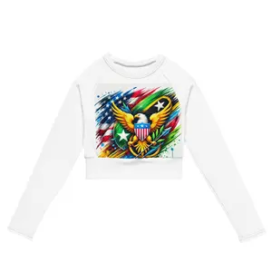Women's St. Kitts/U.S Virgin Islands Recycled Long-Sleeve Crop Top, Streetwear Athletic Casual Style, Comfortable Fabric