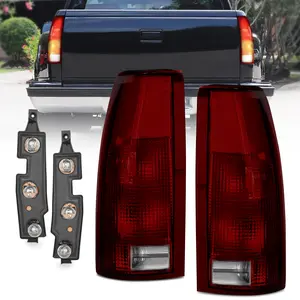 Nilight Headlight and Taillight Assembly Combo Compatible with 1994 1995 1996 1997 1998 Chevy Silverado Tahoe Suburban C10 C/K 1500 2500 3500 Tail Light Black Housing Amber Reflector Bumper Lamp