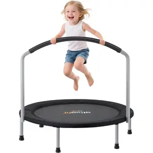36inch Elastic Band Big Handle  Trampoline for  Ages 2-6 Indoor Outdoor Mini Trampoline with Safety Padded Cover Fun for