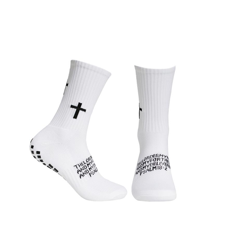 AMLANG Unisex Grip Soccer Socks with Cross Pattern, Anti Slip Athletic Football Socks for Men Women Youth, Breathable Cushioned Sports Socks for Soccer Basketball Training