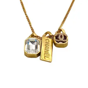 Pre-owned CHANEL 21C Necklace Double C logo Sweater Chain Alloy