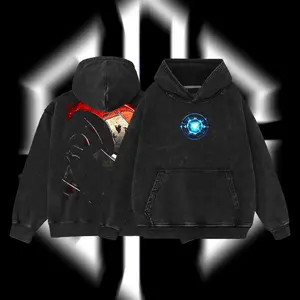 Superstyle Genius Billionaire Playboy "Tony Stark" Iron Steel Man IM MCU Comic Edition Double Printed Oversize Lightweight Acid Washed Tee Hoodie Sweater TV Series Graphic Design Top Cotton Streetwear Superhero T-Shirt Crewneck Clothes Menswear Womenswear