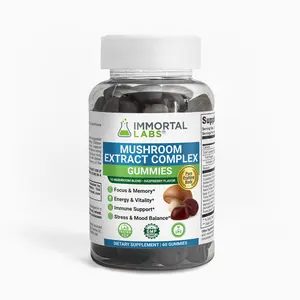 IMMORTAL LABS Mushroom Complex Gummies for Focus, Memory, Energy, Stress & mood Support Supplement, Fitness, Edible