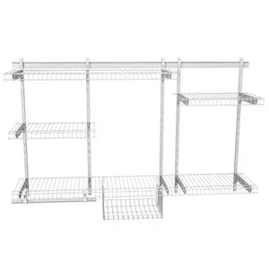 Inka Adjustable White Wire Closet Shelf Kit, 3-5 FT Expandable Organizer System
