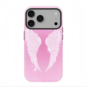 Pink Angel Wings Phone Case, suitable for iPhone17 ProMax, 16Pro, 15, 14, 13, 12, double-layer protective case, smartphone case