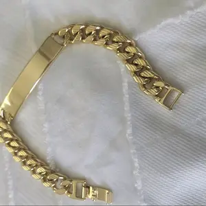 14K Gold Laminated Cuban Link Bracelet with ID Plate – 8 Inches
