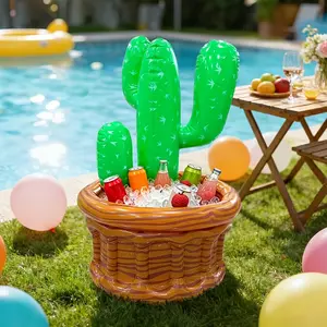 Inflatable Cactus Party Drink Cooler – Portable Water & Ice Bucket for Pool Beach Party, Large Capacity Beverage Bar for Outdoor Entertaining, Summer Essential for Party Lovers, Tropical Luau Vibe